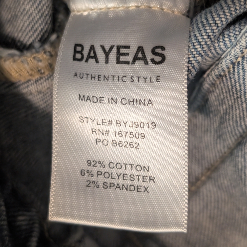 Bayeas Light Wash Blue Denim Jean Jacket - Picture 11 of 15